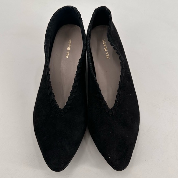 Anthropologie ALL BLACK Whipstitch Hidden Wedge Slip On Suede Booties Black 39.5 - Picture 2 of 7